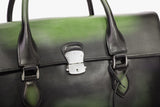 Smooth Cowhide Leather Foldover Briefcase Vintage Green