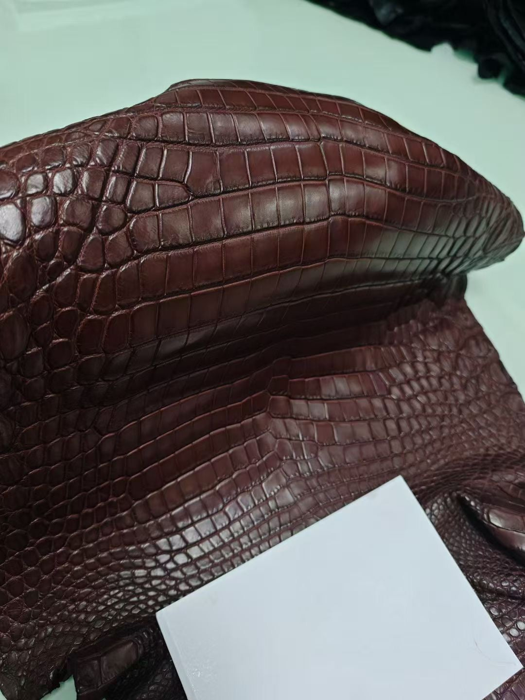 Large women's Rossie Viren genuine crocodile skin top handle canvas bag with structured design and sturdy top handles.