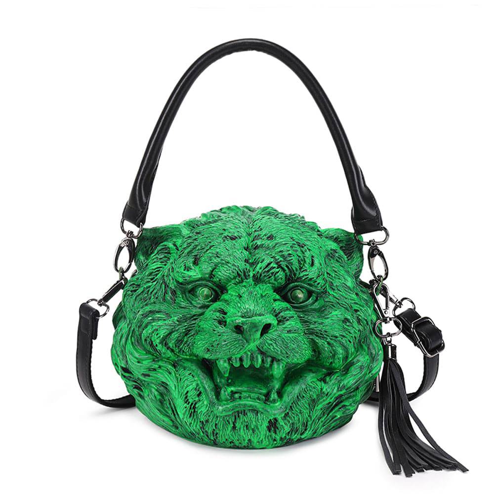 Rossie Viren 3D Happy Small Tiger Head cross body bag with square shape, featuring colorful tiger design and adjustable shoulder strap