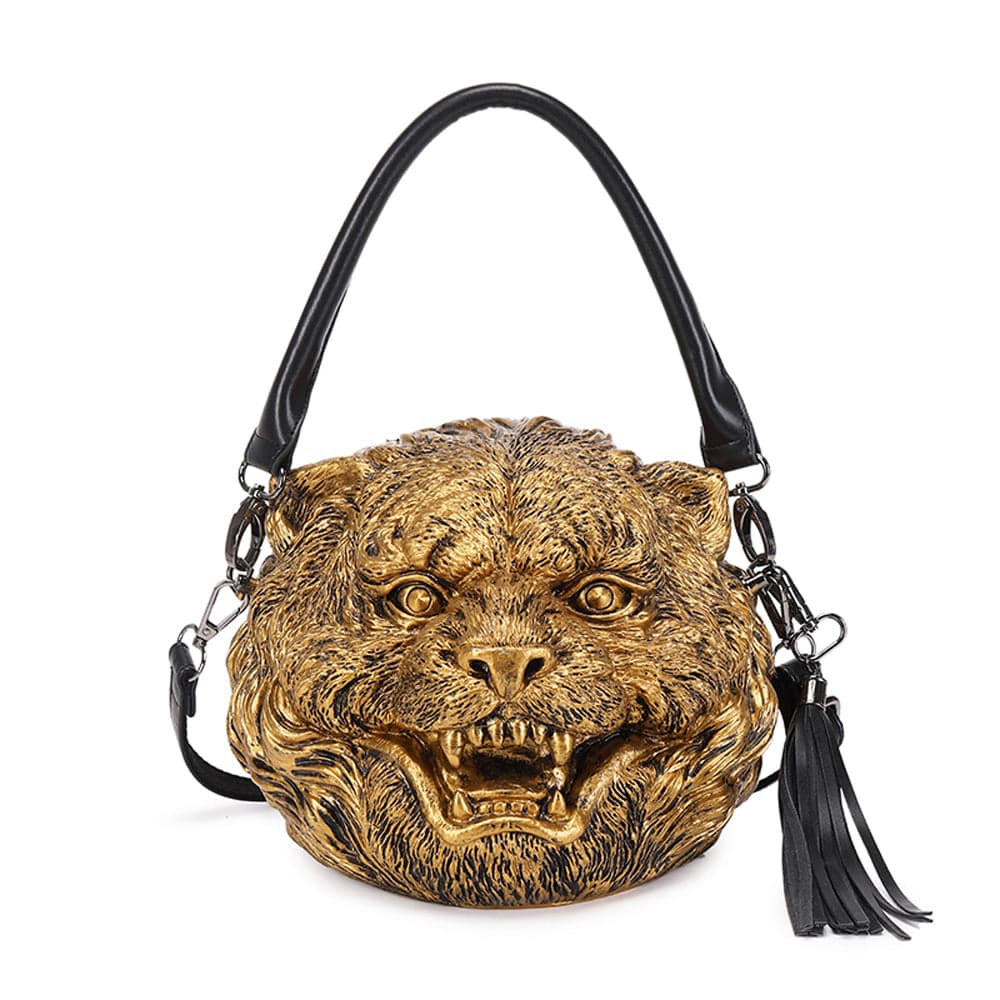 Rossie Viren 3D Happy Small Tiger Head cross body bag with square shape, featuring a colorful tiger face design.