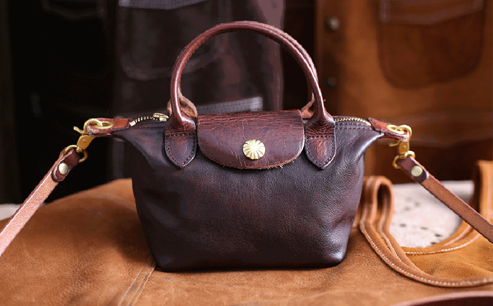 Rossie Viren Women's Womens Vintage Horse Skin Leather Small Top Handle Cross Body Shoulder Bag