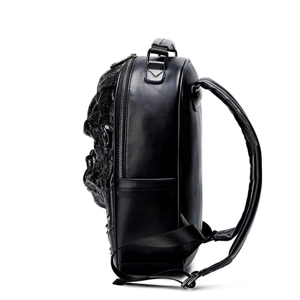 3D Apeman animal backpack by Rossie Viren, waterproof and studded, hip-hop style rucksack with wild animal design.