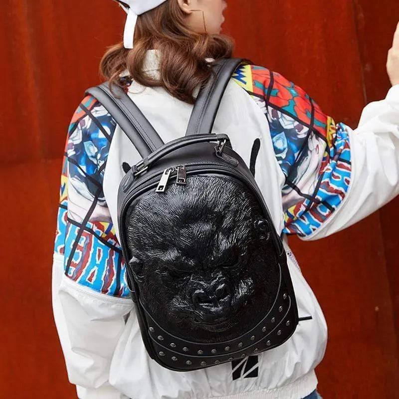 Rossie Viren 3D animal waterproof backpack with studded design, hip hop style, ideal for school or outdoor use.