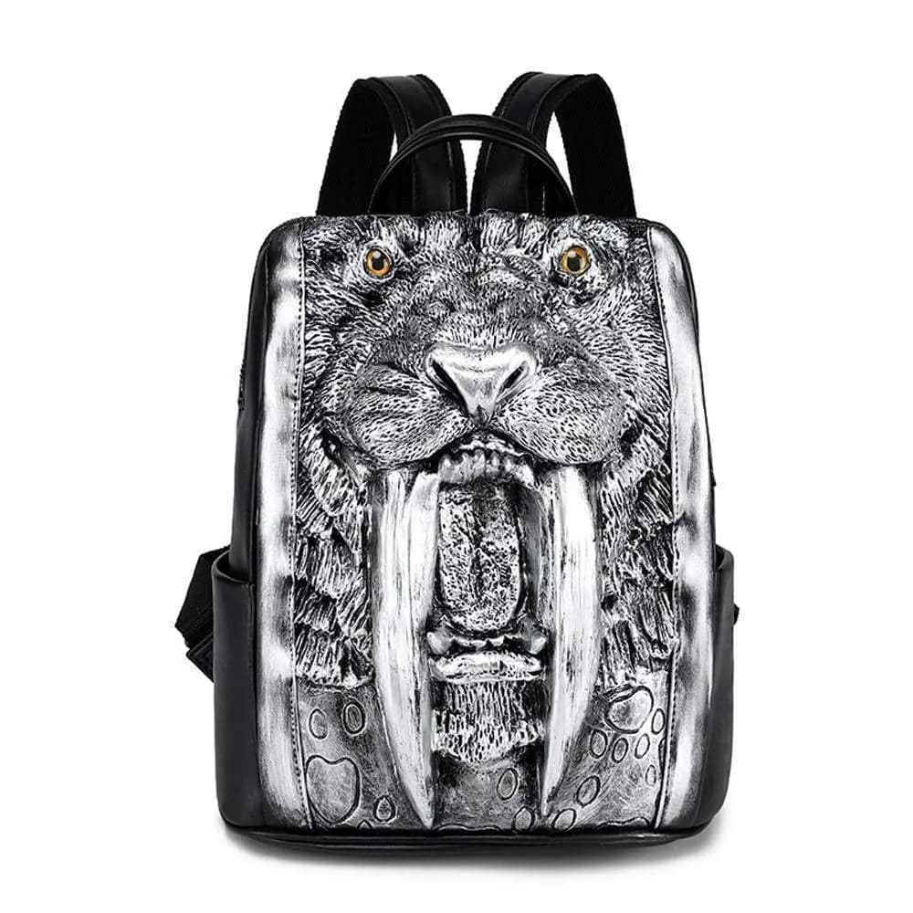 Rossie Viren 3D walrus backpack featuring zombie vampire teeth design with dentures, colorful and eye-catching for casual wear.