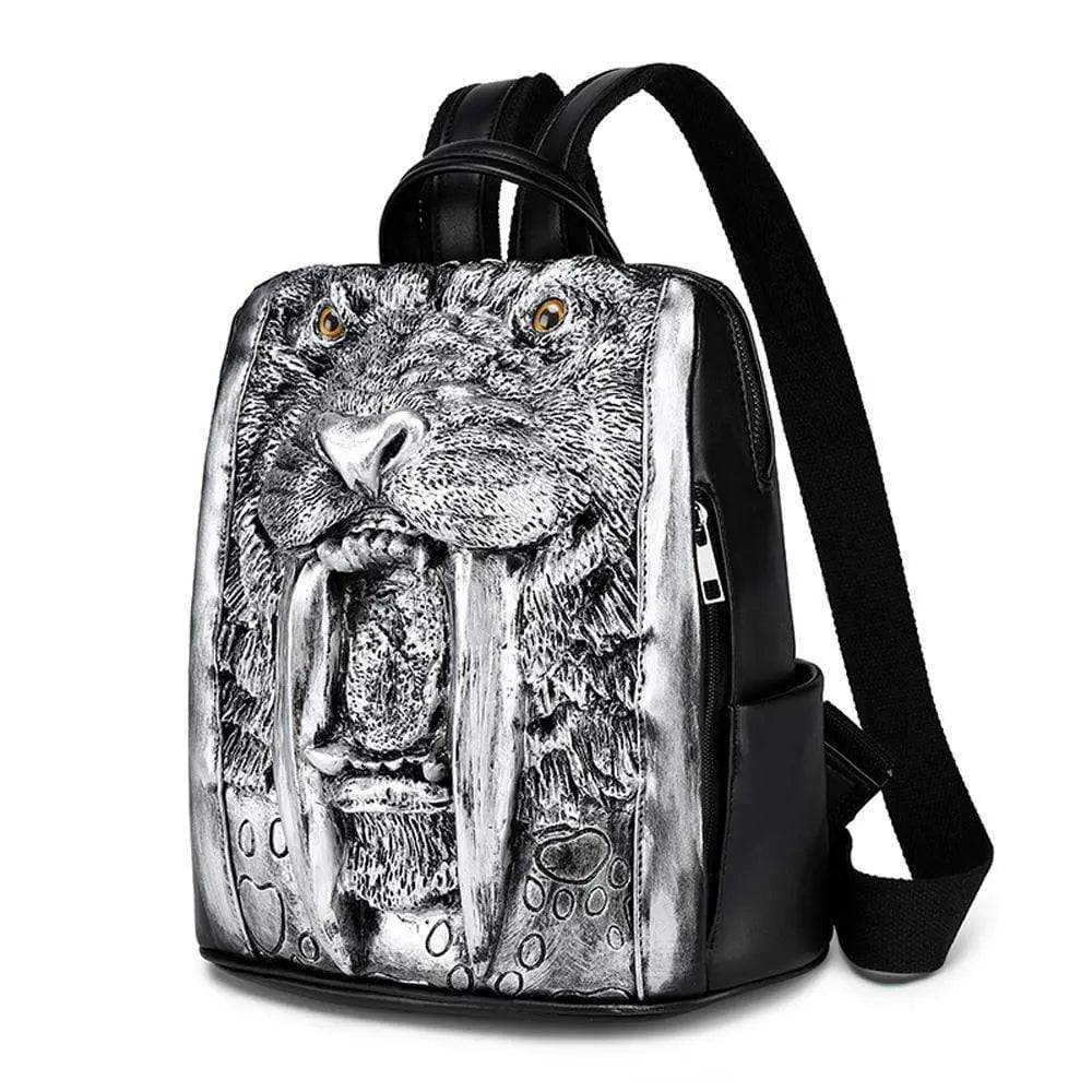 Rossie Viren 3D walrus backpack with zombie vampire teeth, featuring detailed 3D design and fun, quirky character illustration.
