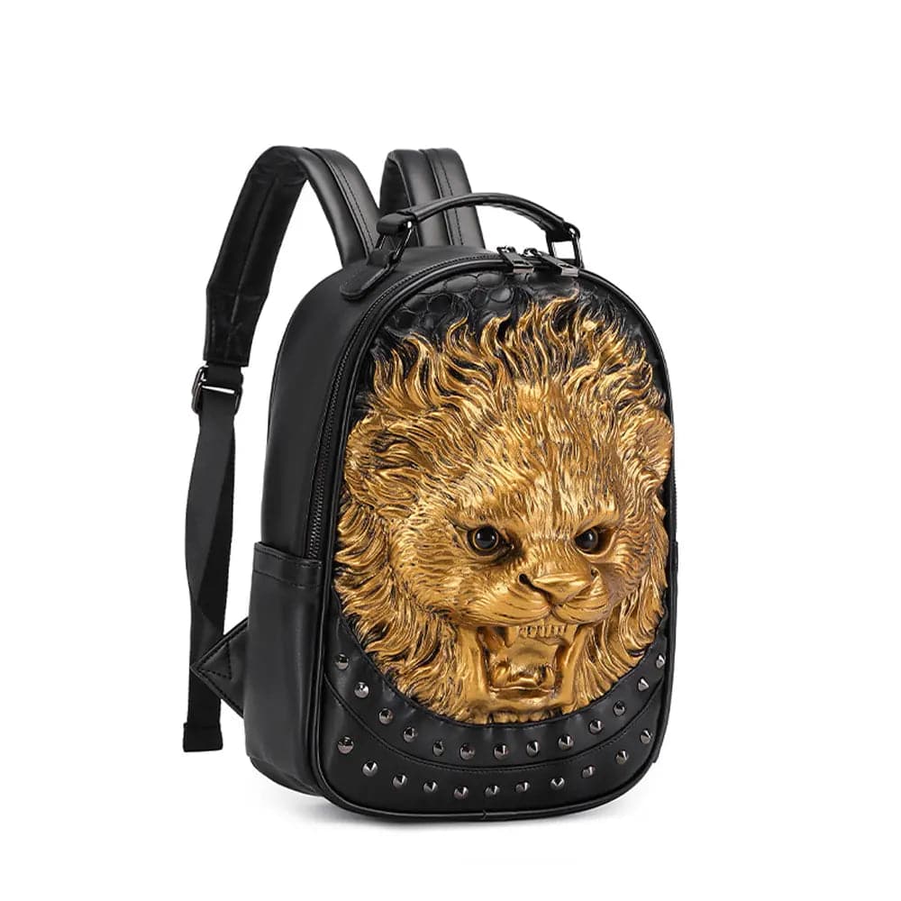 Unisex Rossie Viren 3D lion backpack featuring a smiling lion design, small size for casual or leisure use.