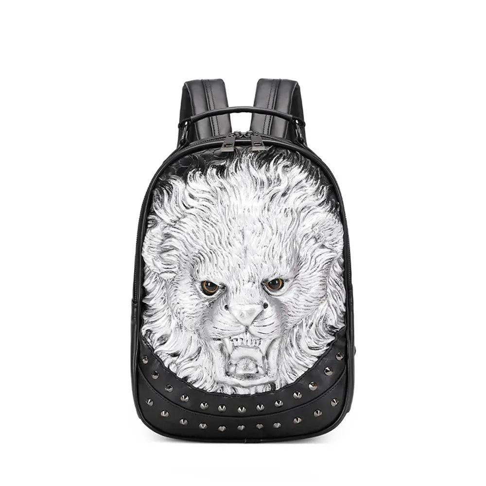 Unisex 3D Lion backpack by Rossie Viren featuring a small, cheerful lion design, perfect for casual and leisure use.