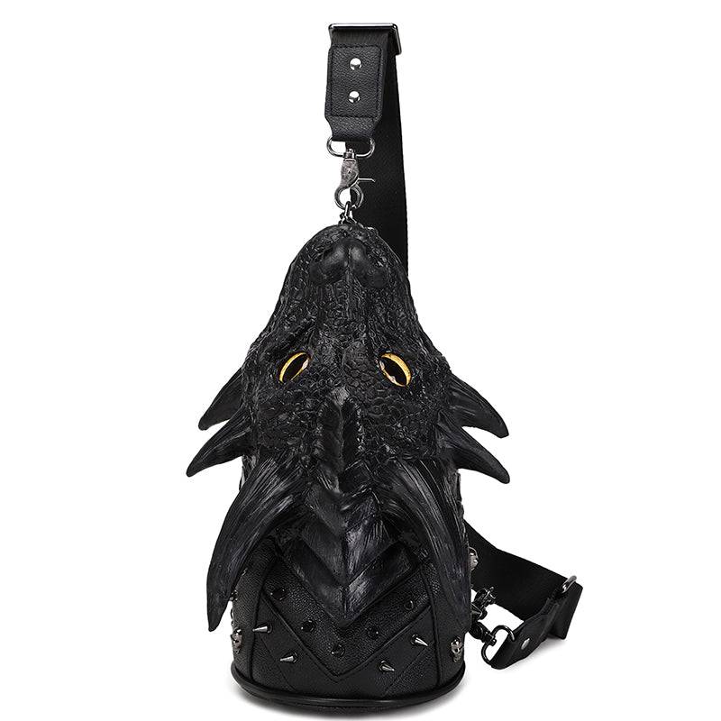 Rossie Viren 3D backpack with dragon head design, multi-way chest sling messenger bag, stylish crossbody bag for everyday use.