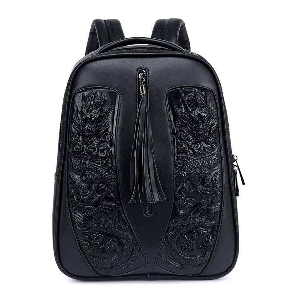 Rossie Viren 3D Chinese Double Flying Dragon backpack with waterproof design, lightweight 14-inch computer rucksack, detailed dragon artwork