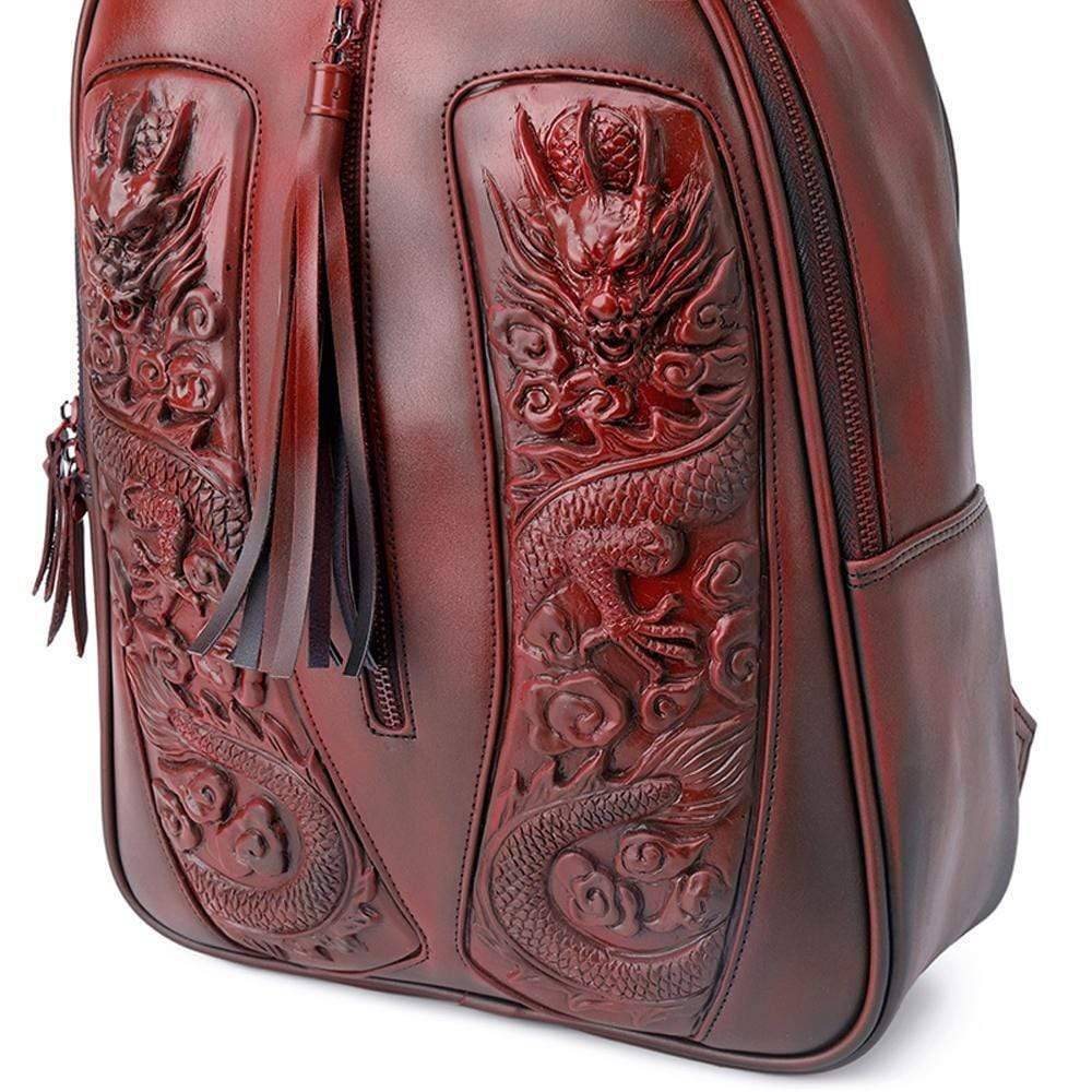 Rossie Viren 3D Chinese Double Flying Dragon backpack featuring vibrant dragon design, waterproof material, and lightweight construction.