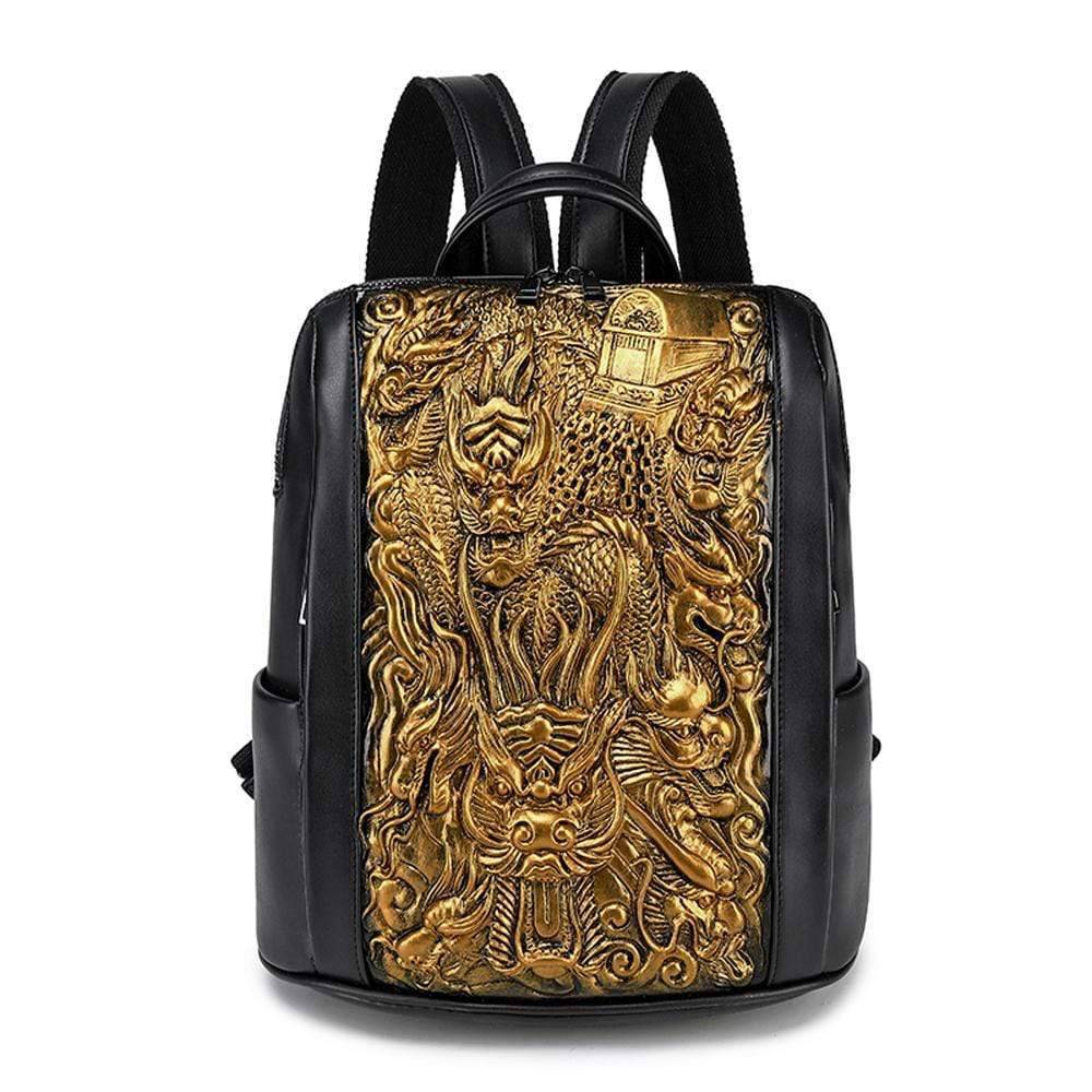 Rossie Viren 3D flying dragon waterproof backpack featuring detailed dragon design and durable fabric for outdoor use.