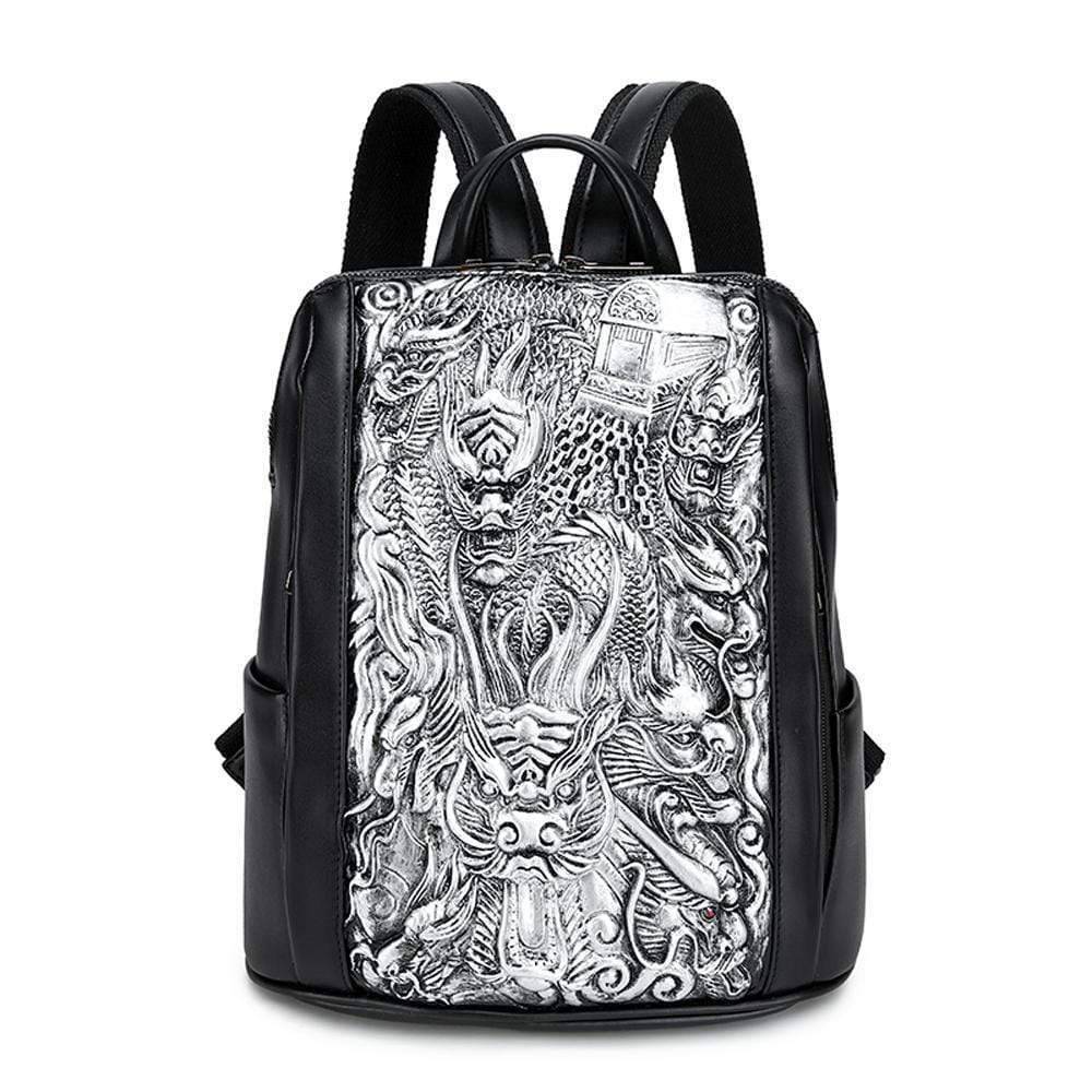 Rossie Viren 3D Flying Dragon waterproof backpack with detailed dragon design and adjustable straps, ideal for school or travel.