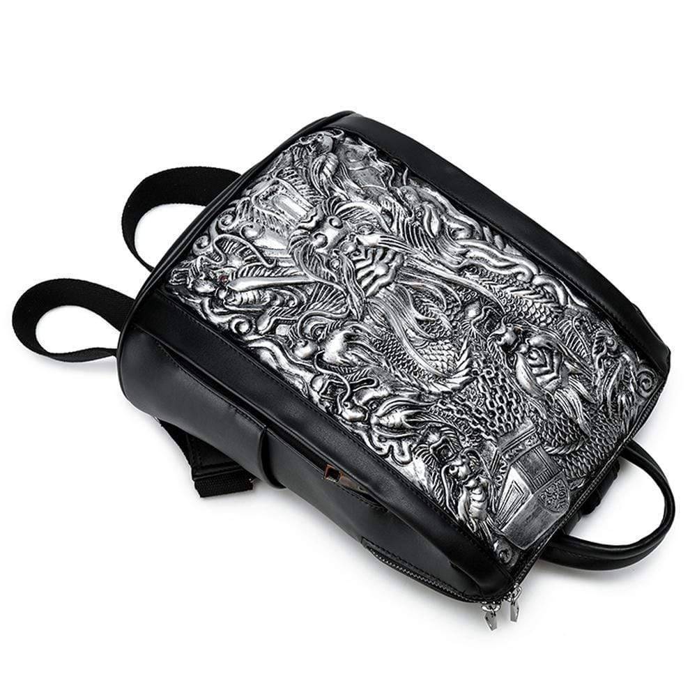 Rossie Viren 3D flying dragon waterproof backpack featuring detailed dragon design and durable material for everyday use.