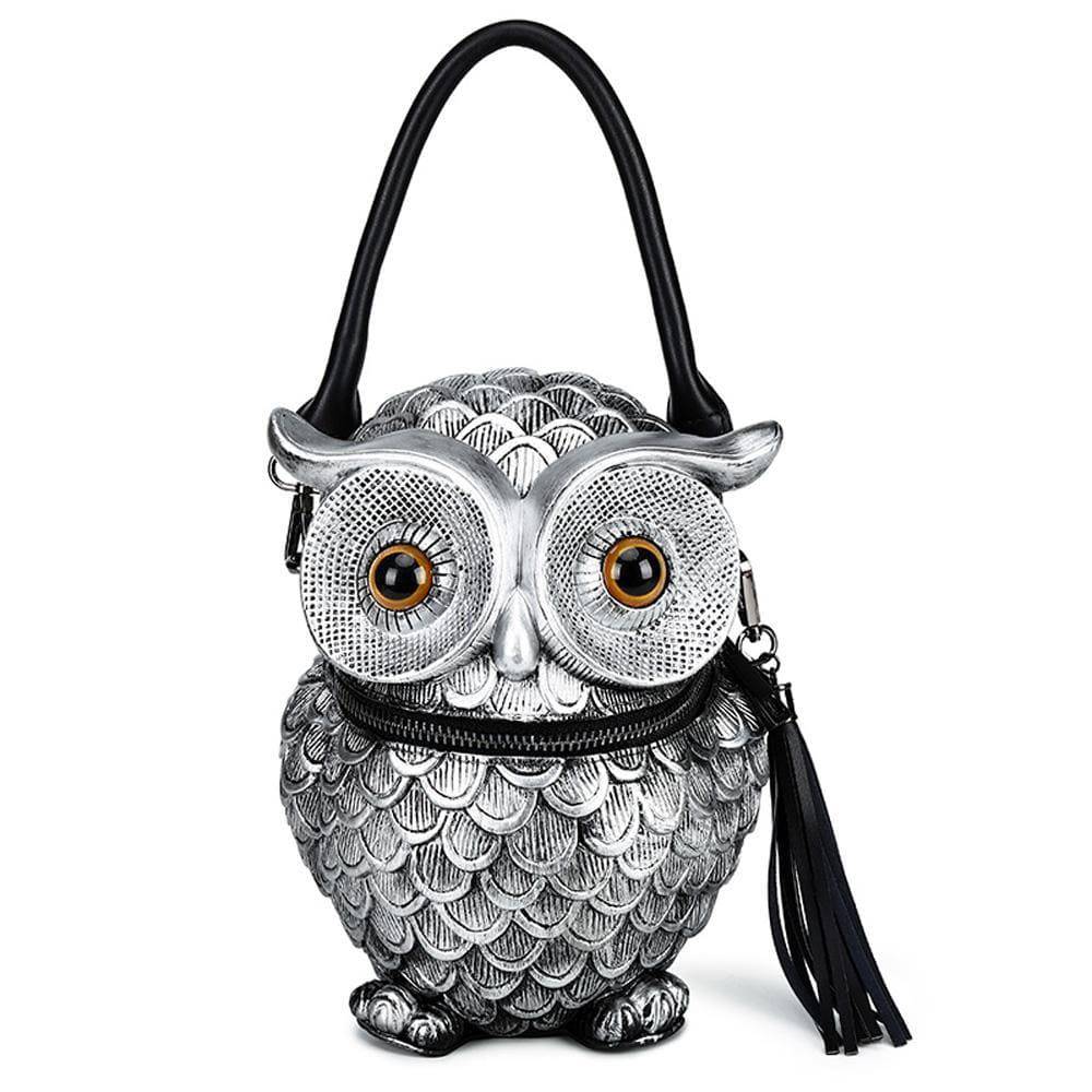 Rossie Viren 3D owl handle shoulder crossbody backpack with animal design and adjustable strap for girls and kids.