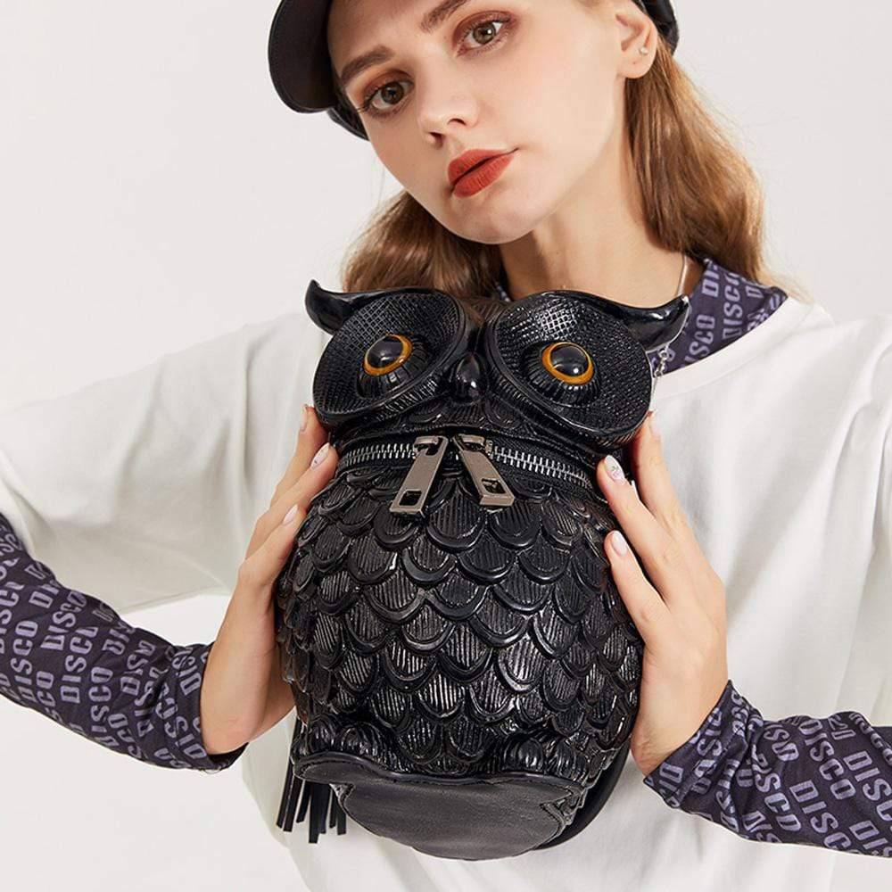 Rossie Viren 3D owl handle shoulder backpack with crossbody style, featuring an animal-themed design and adjustable straps.