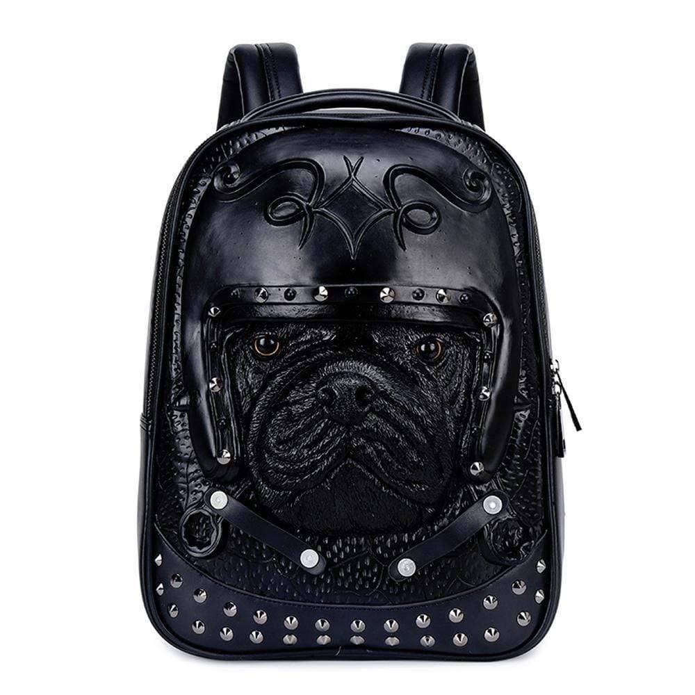 3D Sha Pei dog backpack by Rossie Viren featuring a helmet design, 14-inch lightweight computer rucksack for kids and teens.