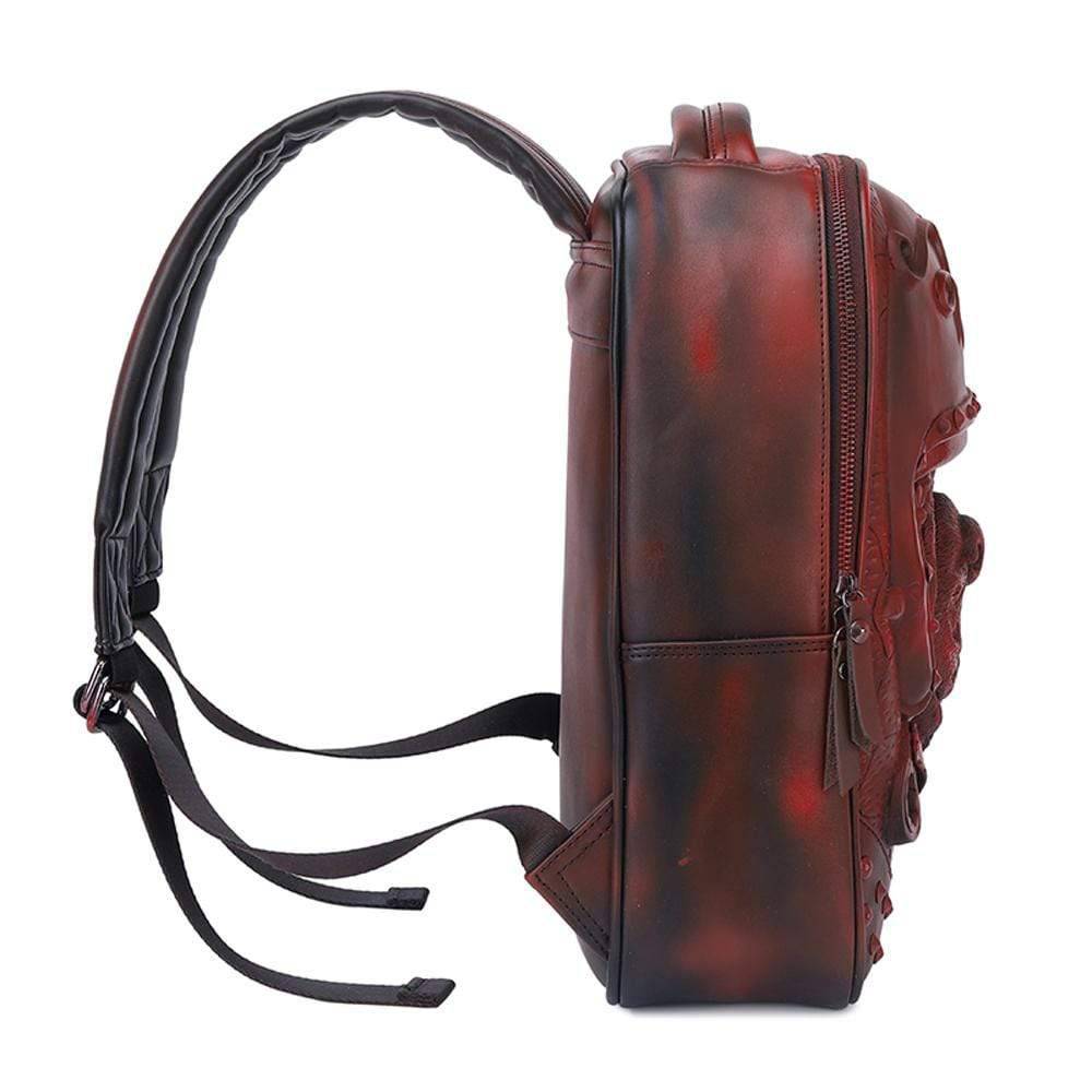 3D Sha Pei dog backpack by Rossie Viren featuring a helmet, studded design, 14-inch lightweight computer rucksack.