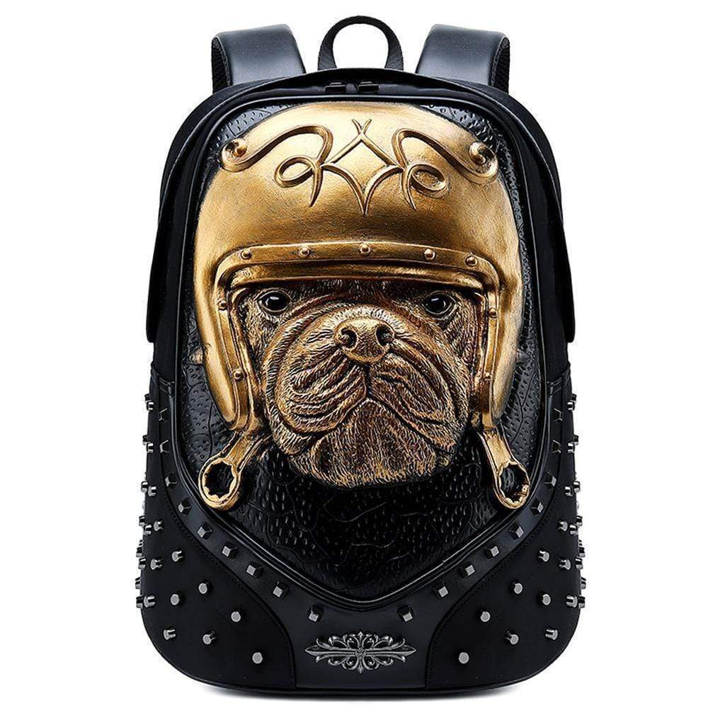 Creative 3D dog pattern unisex backpack by Rossie Viren, featuring vibrant animal design, perfect for school and casual use.