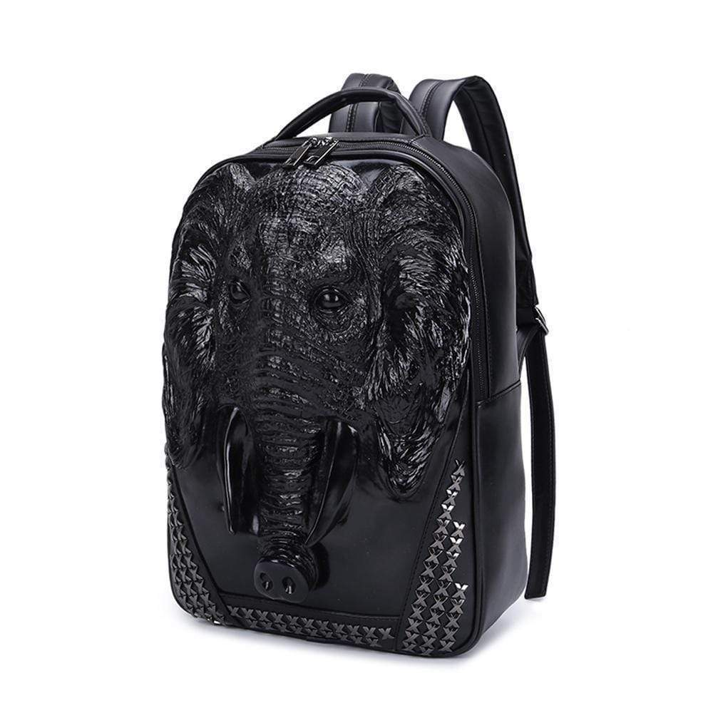 3D elephant backpack by Rossie Viren with studded accents, perfect for children’s school, featuring a fun animal design and spacious interior.