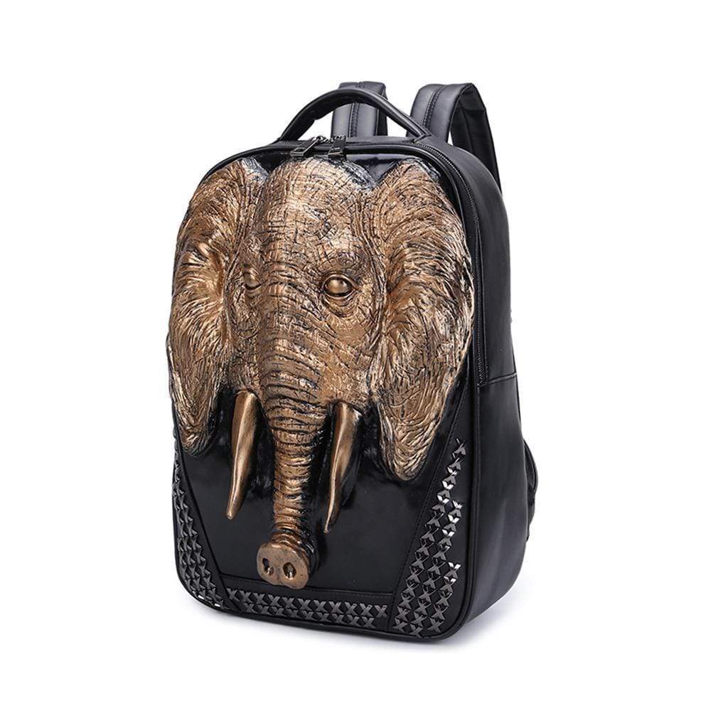 Rossie Viren 3D elephant backpack with studded details, ideal for children, featuring a playful animal design and spacious interior.