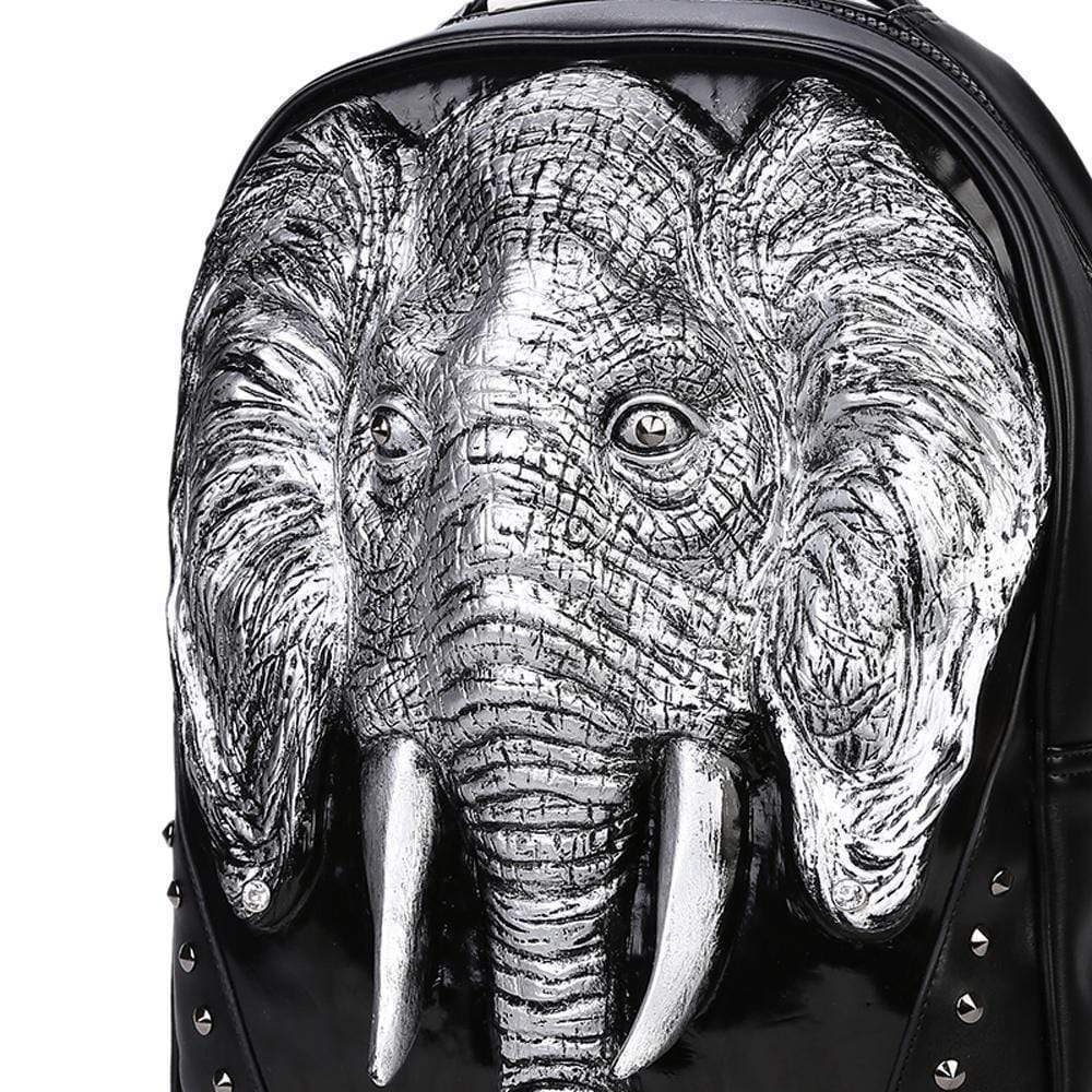 Rossie Viren 3D elephant backpack with studded details, perfect for children, featuring a playful animal design and spacious interior.