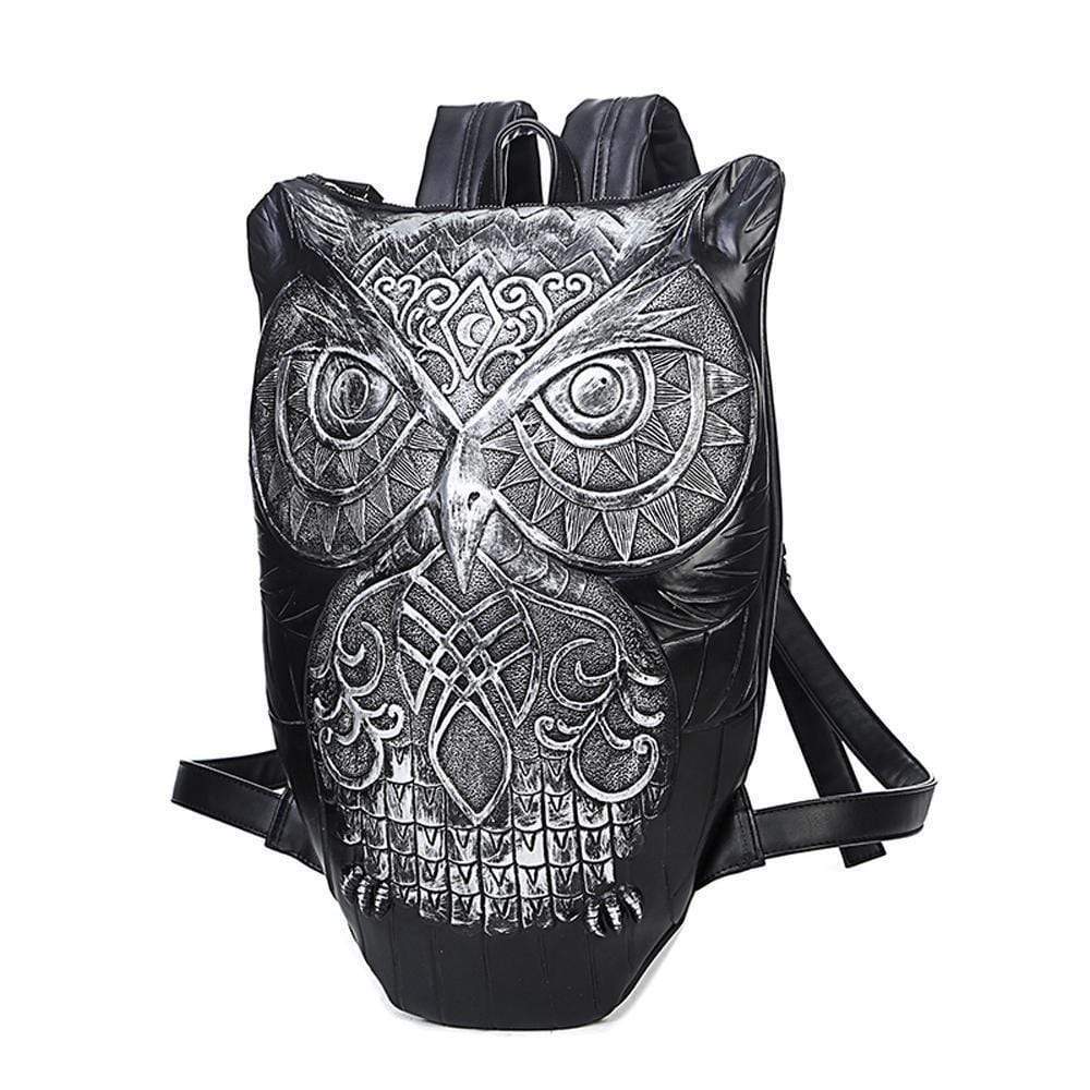 3D owl design small backpack by Rossie Viren, featuring animal print and adjustable straps for girls and teenagers.