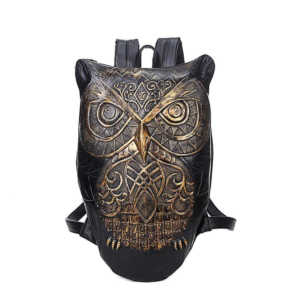 3D owl design small backpack by Rossie Viren, featuring a cute animal print, perfect for teens and women for school or casual use.