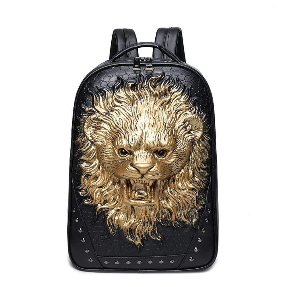 Rossie Viren 3D laughing lion backpack with animal design, outdoor travel and computer storage, suitable for school or adventures.