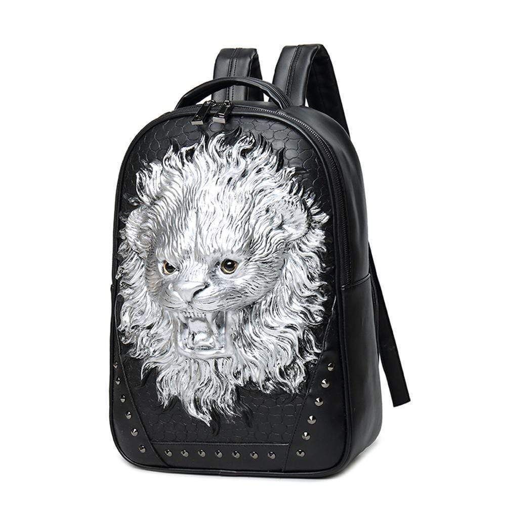 Rossie Viren 3D Laughing Lion backpack with animal design, outdoor travel style, suitable for computers and everyday use.