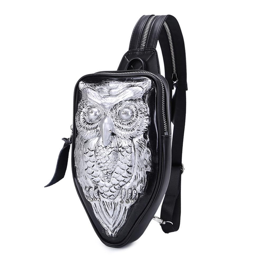 Rossie Viren 3D owl mini waterproof backpack with chest and shoulder straps, designed for girls, featuring detailed owl design.