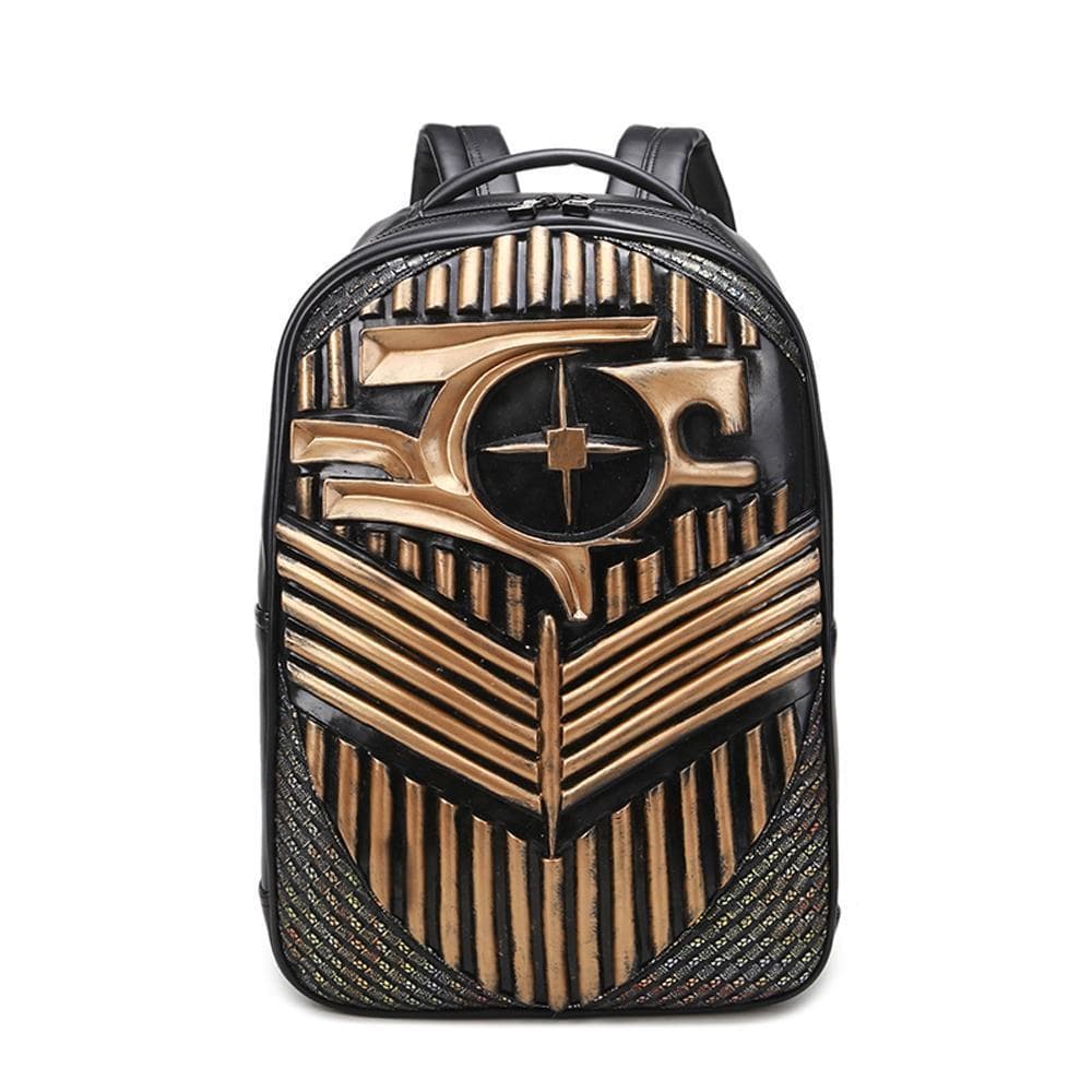 Unisex 3D Ghost Skull Backpack by Rossie Viren with bullet rivets, designed for laptops, travel, and everyday use.