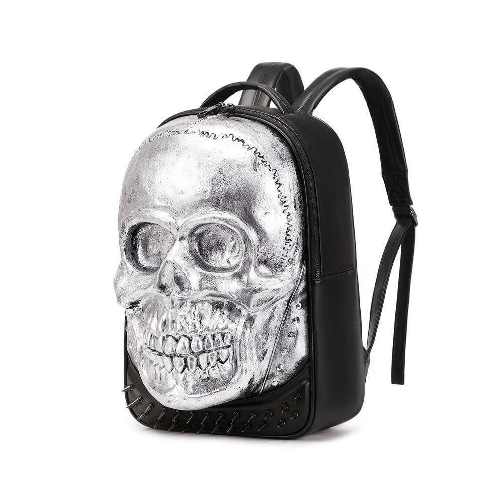 Rossie Viren 3D Bags fashion skull backpack with smile and studded design, featuring a bold, edgy look for everyday use.