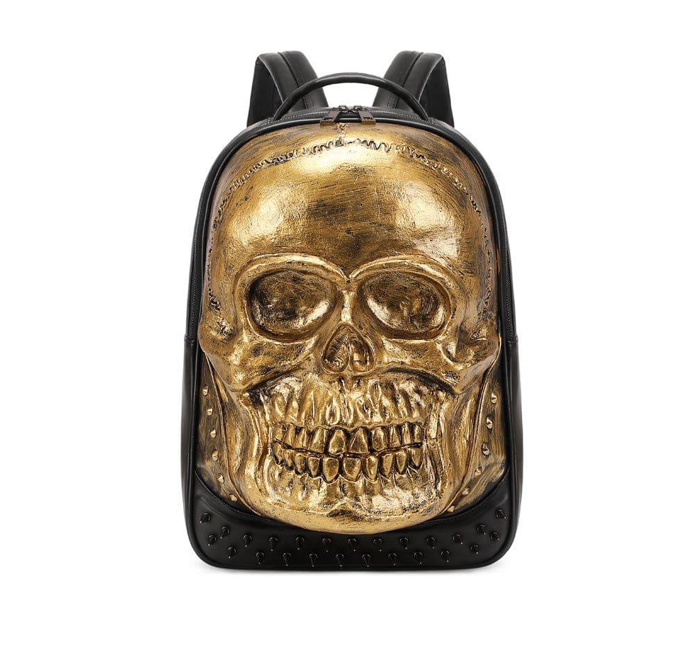 Rossie Viren 3D Bags fashion skull backpack with smile and studded details, featuring a bold, edgy design and adjustable straps.