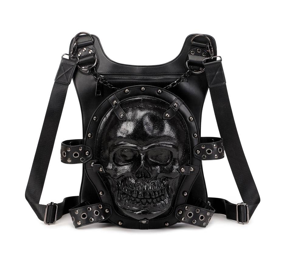Rossie Viren 3D skull backpack for women featuring a bold, smiling skull design and adjustable straps.