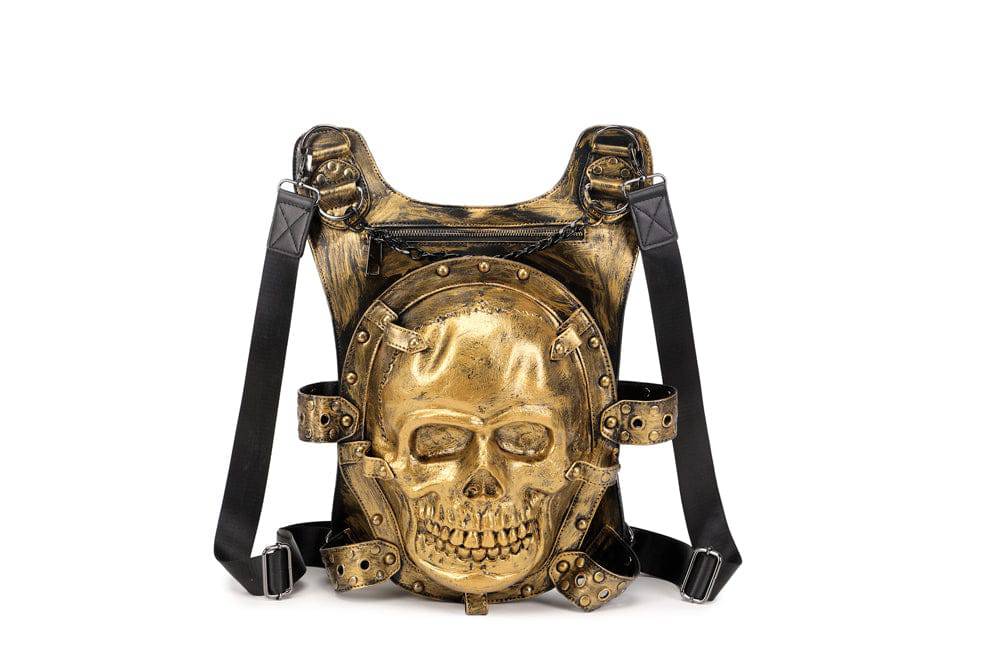 3D skull design backpack for women by Rossie Viren, featuring a bold fashion-inspired skull graphic and adjustable straps.
