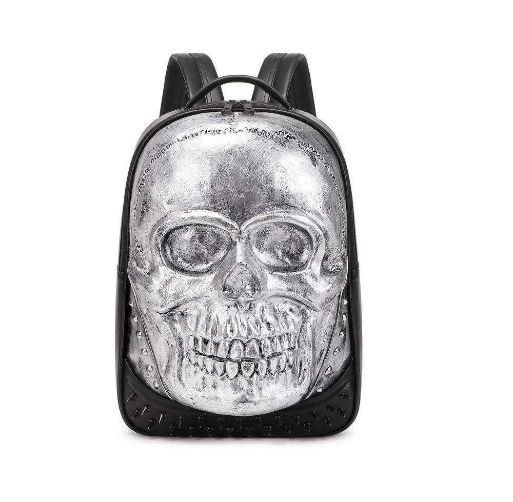 Rossie Viren 3D Bags fashion studded skull backpack with metallic accents and adjustable straps, perfect for casual or stylish outings.