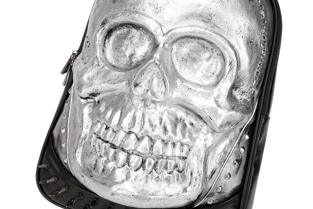 Rossie Viren 3D Bags fashion studded skull backpack with bold design and multiple compartments, perfect for stylish daily use.