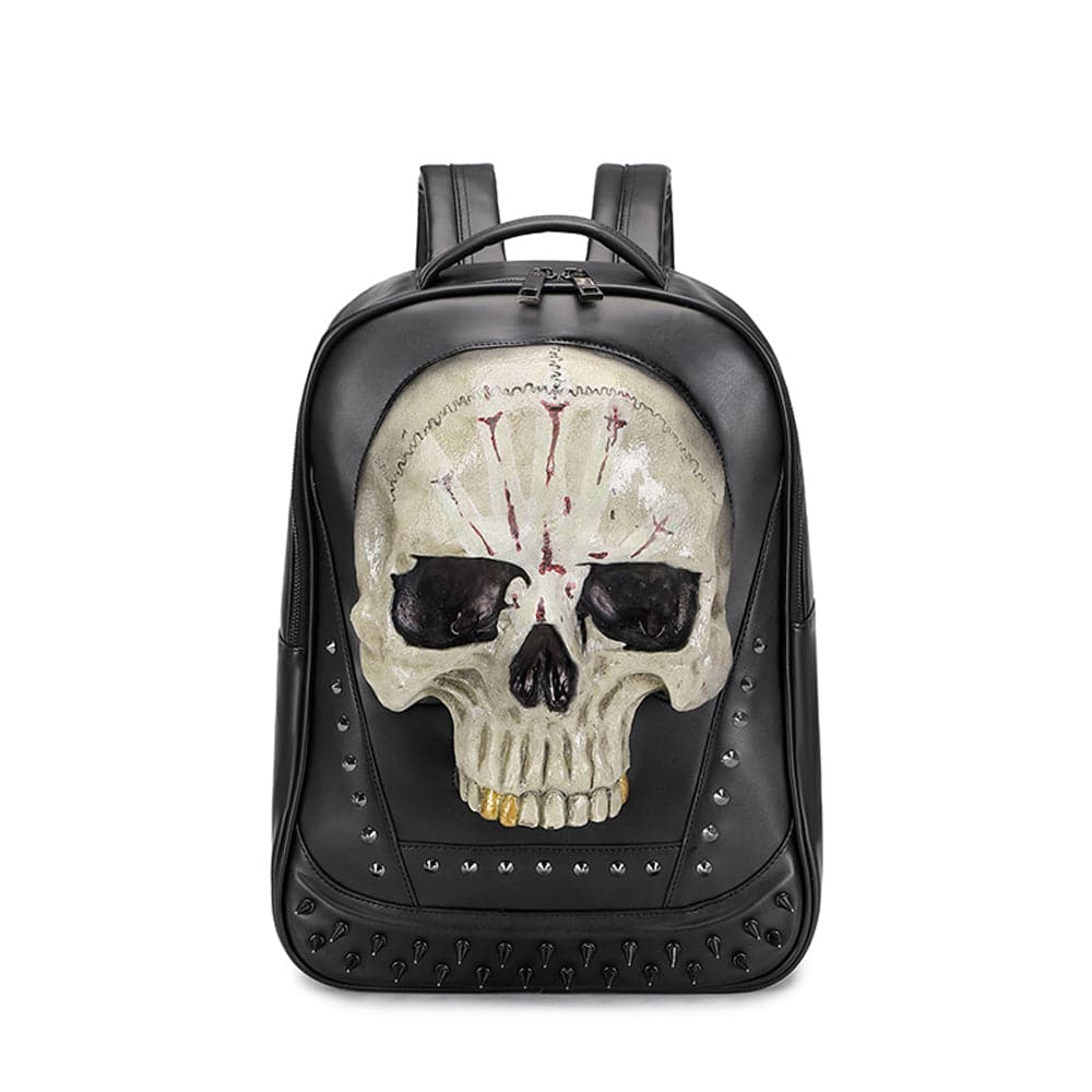 Large luminous 3D Skull Backpack by Rossie Viren featuring a striking Kreepsville skull design, perfect for casual and leisure use.
