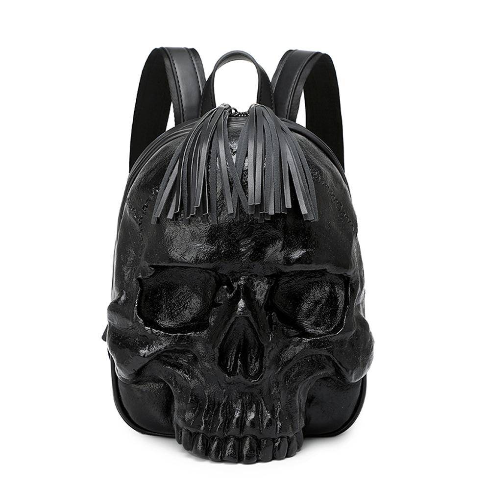 Rossie Viren 3D Skull Backpack with built-in speaker, small size, featuring a detailed skull design for a bold, fashionable look.