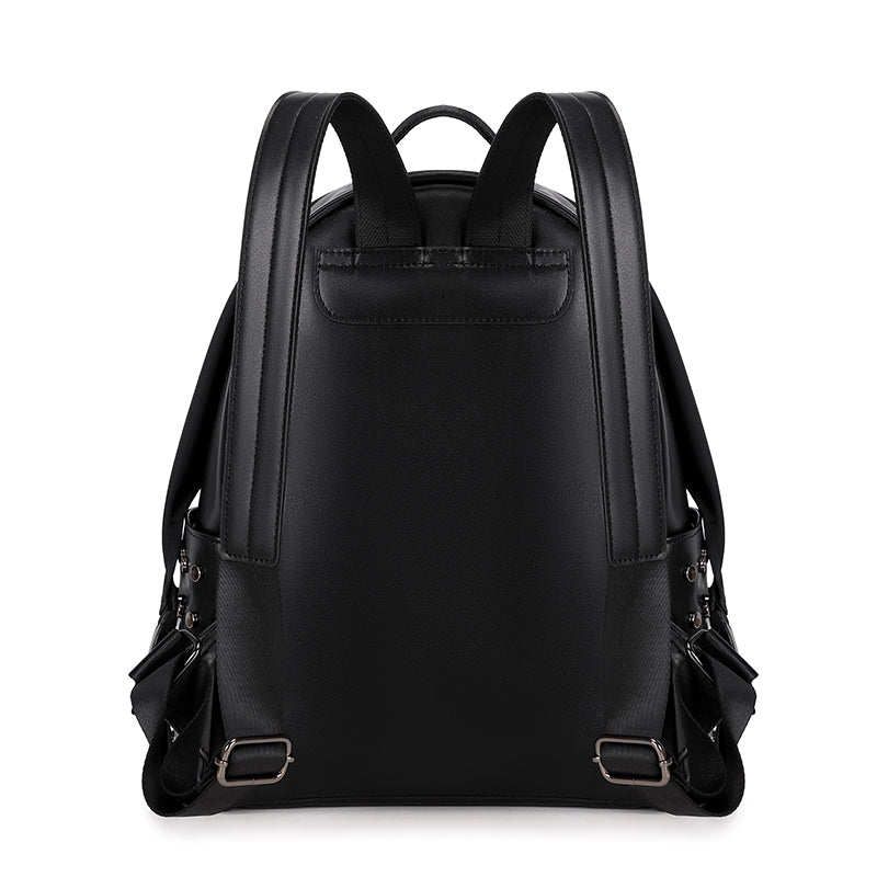 Rossie Viren 3D PU leather skull studded backpack with multiple compartments, stylish design, and adjustable straps.