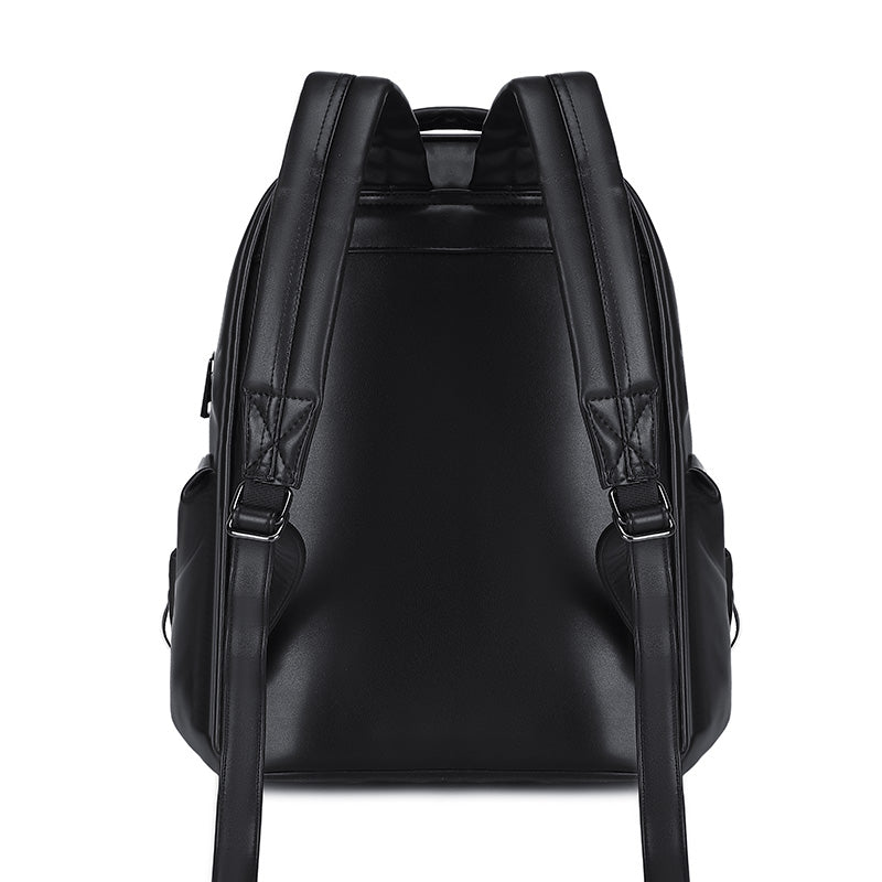 Rossie Viren 3D PU leather backpack featuring a beak skull design with feathers, ideal for carrying laptops and essentials.