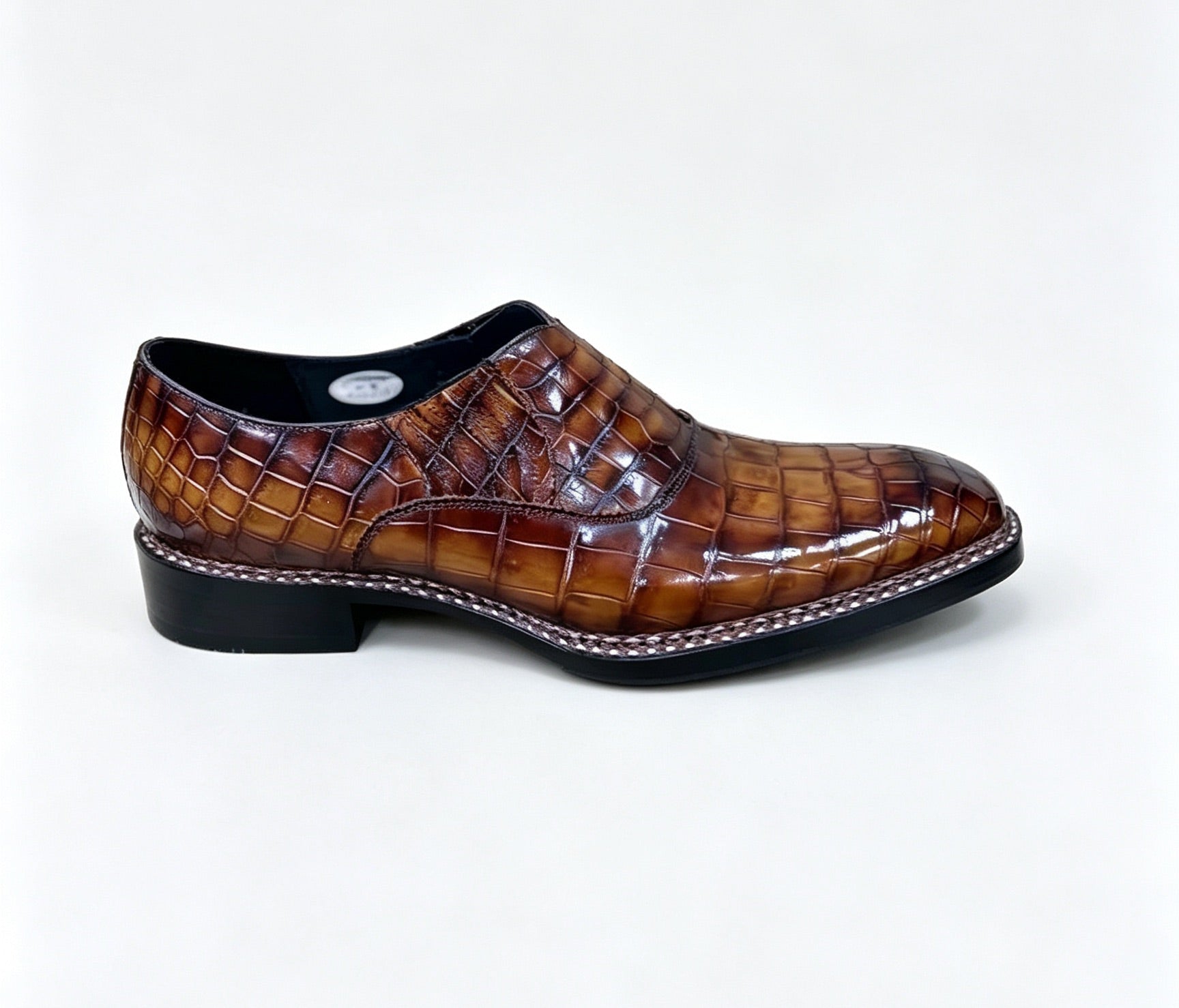 Crocodile Shoes, Men's Vintage Brown Crocodile Leather Loafer Slip-On Shoes