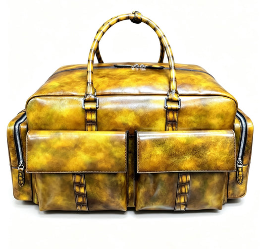Unisex Ex Large Vintage Leather Travel Duffle Bag Vintage Brown