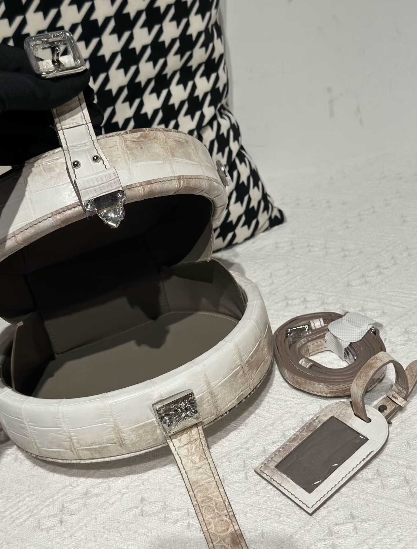 Crocodile Apple Bag  , Himalaya White Crocodile Leather Round Circle Apple Bag