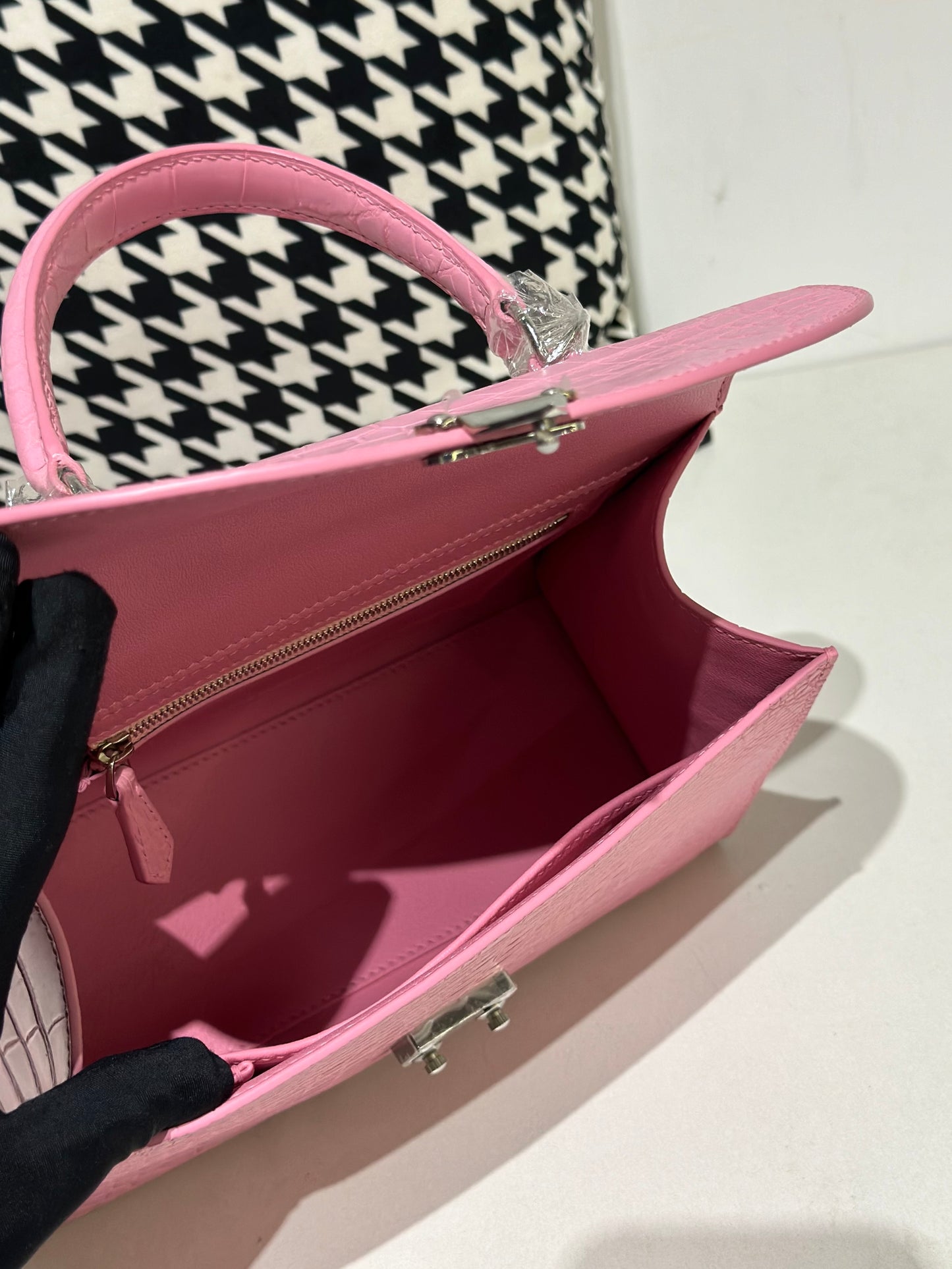 Crocodile Leather Top Handle Bag