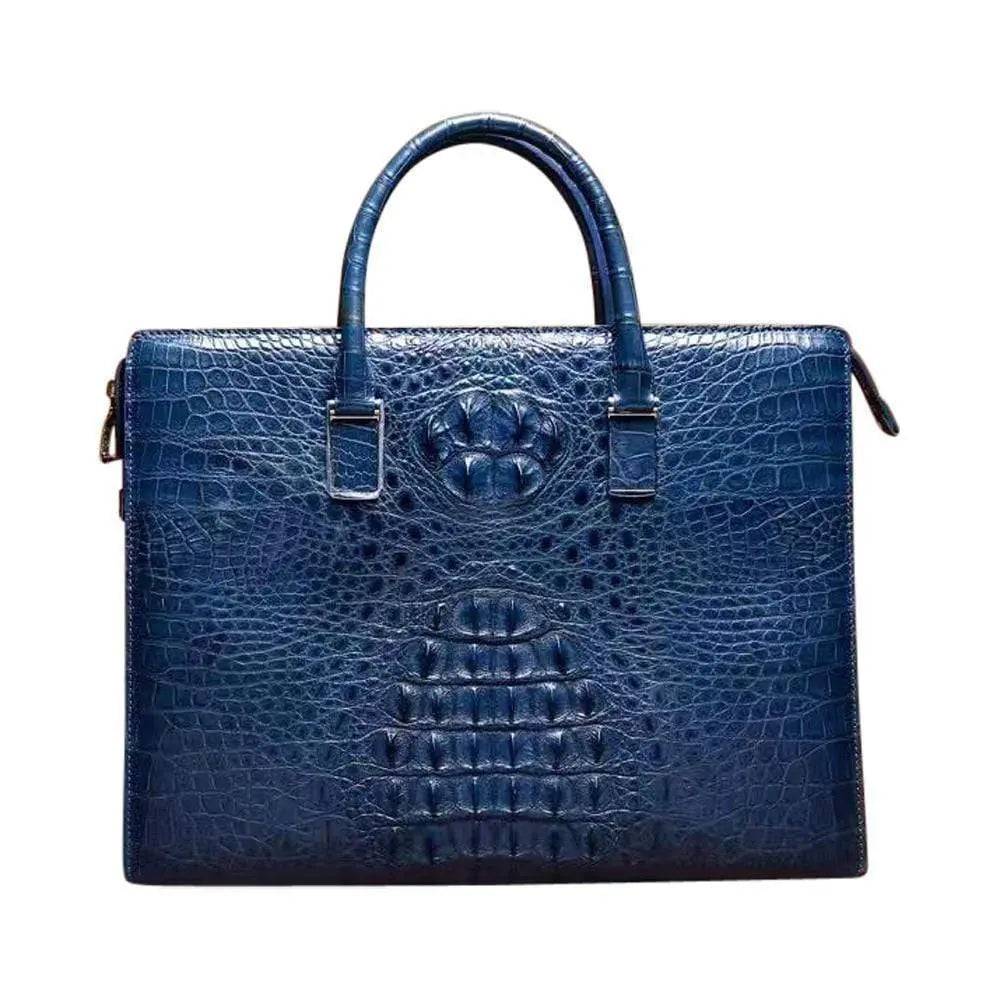 Rossie Viren genuine crocodile leather briefcase handbag for men, stylish crocodile business bag with computer compartment.