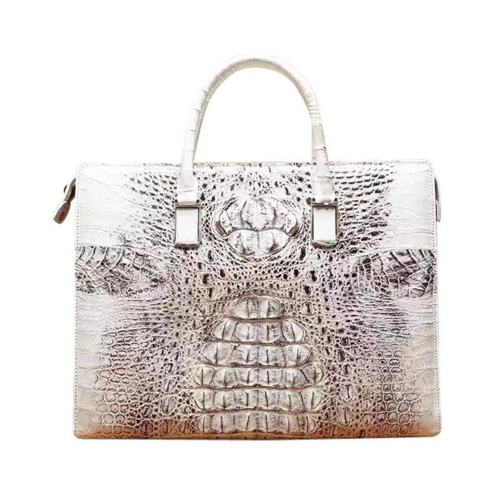 Rossie Viren crocodile leather briefcase handbag for men, classic genuine crocodile leather computer and business bag.