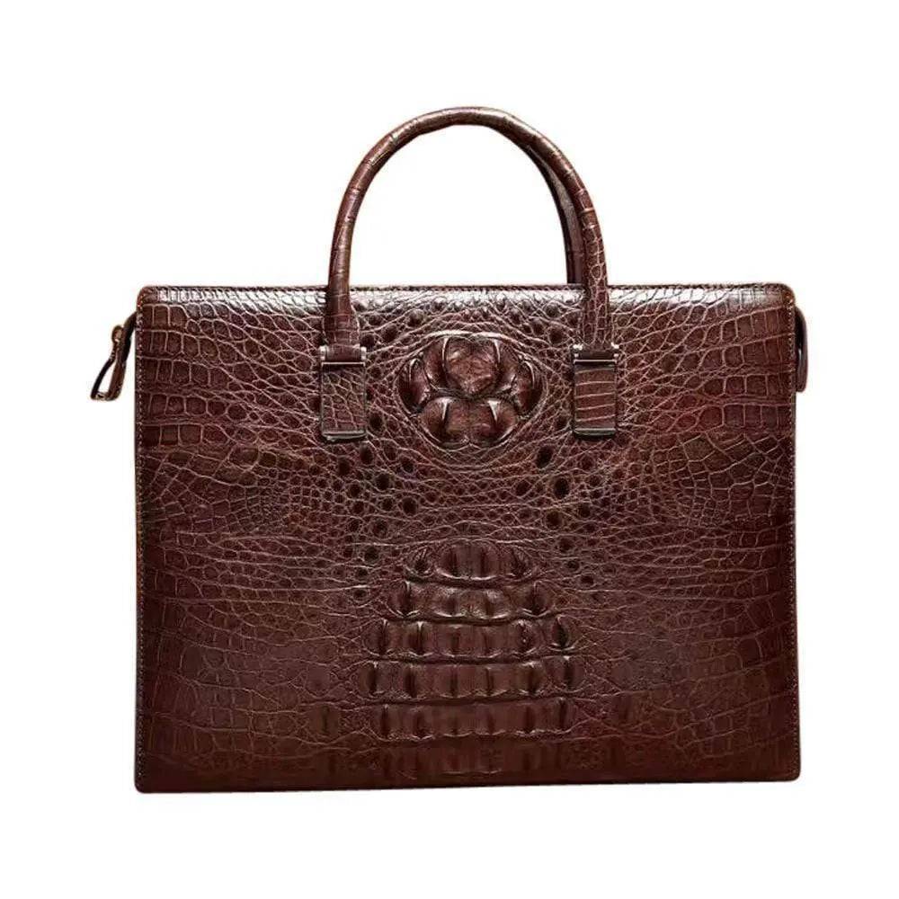 Rossie Viren genuine crocodile leather briefcase handbag with computer compartment, men's business bag, classic and luxurious design