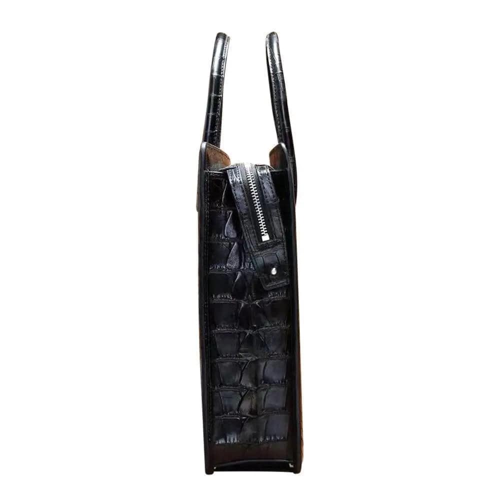 Rossie Viren vintage crocodile leather strapless briefcase handbag with a classic, luxurious design for carrying computers and essentials.