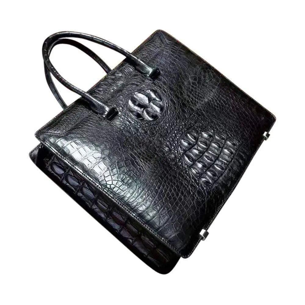 Rossie Viren crocodile leather vintage strapless briefcase handbag with a classic, luxurious design and sturdy computer compartment.